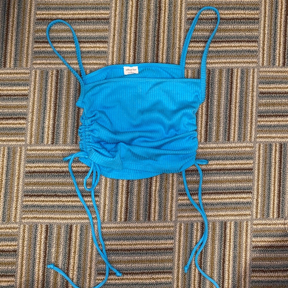 Aritzia blue tie crop top